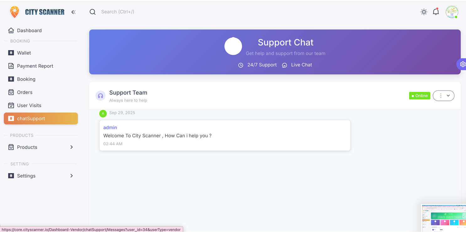 Chat Support Interface